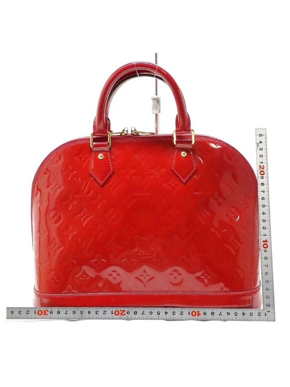 Authentic Louis Vuitton Alma GM Vernis Red Patent Leather Satchel Handbag LV - Picture 3 of 16